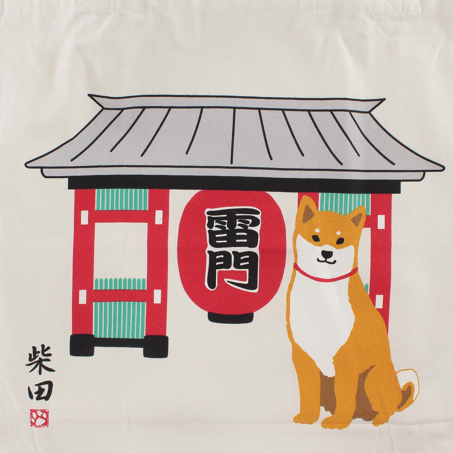 Japanese Shiba Inu and Temple Tote Bag