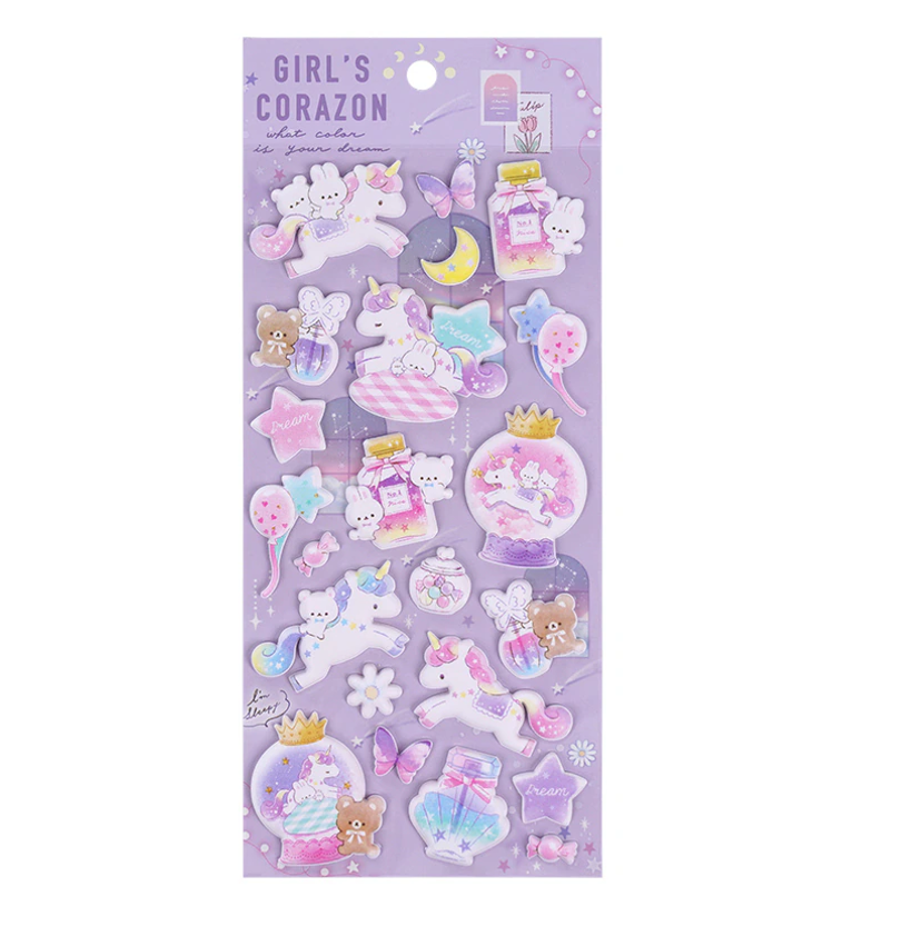 Girl's Corazon Puffy Stickers