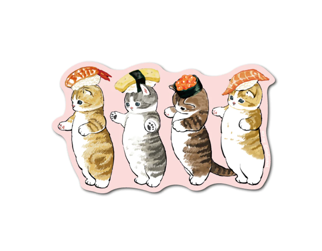 Mofusand Sushi Hats Sticker